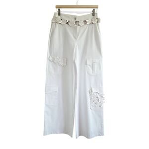 Declara Floral Embellished Cutout Cargo Pants M NWOT Resortwear Bachelorette